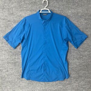 Arcteryx Elaho Short Sleeve Mens XL Shirt Blue Button Up Snap Zip Pocket Hiking